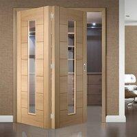 Bespoke Thrufold Palermo Oak 1L Glazed Folding 2+0 Door