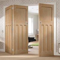 Bespoke Thrufold DX 1930\'S Oak Panel Folding 2+1 Door - Prefinished