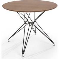 Belden Round Dining Table, Walnut and Black