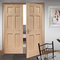 bespoke colonial oak 6 panel door pair without raised mouldings