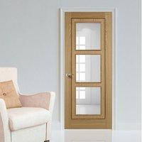 Bespoke Oak 3L Inlay Flush Door with Clear Glass - Prefinished