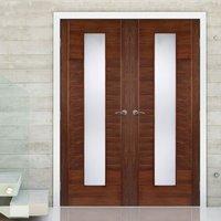 Bespoke Aragon Walnut Door Pair with Frosted Glass - Prefinished