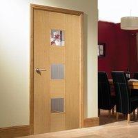Bespoke Catalonia Oak Flush Door with Linea Safety Glass - Prefinished