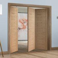 Bespoke Thrufold Palermo Flush Oak Folding 2+1 Door with Panel Effect