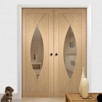 bespoke pesaro oak glazed door pair