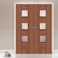 Bespoke Messina Walnut Glazed Door Pair - Prefinished