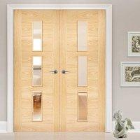 Bespoke Sofia 3L Oak Door Pair with Clear Safety Glass - Prefinished