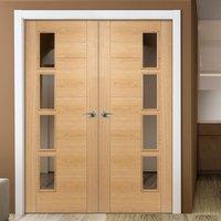 Bespoke Vancouver Oak 4L Door Pair with Clear Glazed Offset - Prefinished