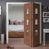 Bespoke Thrufold Messina Walnut Glazed Folding 2+0 Door - Prefinished