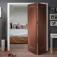 Bespoke Thrufold Varese Walnut Flush Folding 2+0 Door with Aluminium Inlay - Prefinished