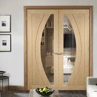 bespoke salerno oak glazed door pair prefinished