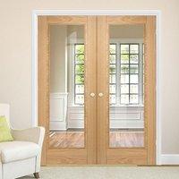 bespoke vancouver oak 1l door pair with clear safety glass prefinished