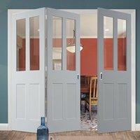 Bespoke Thrufold Malton Shaker White Primed Glazed Folding 2+1 Door