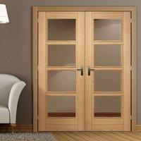Bespoke Vancouver Oak 4L Fire Rated Door Pair with Clear Glass - Prefinished
