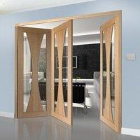 bespoke thrufold verona oak glazed folding 21 door