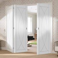 bespoke thrufold pesaro white primed flush folding 21 door