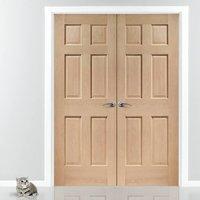Bespoke Colonial Oak 6 Panel Fire Door Pair without Raised Mouldings - 1/2 Hour Fire Rated