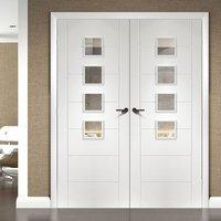 Bespoke Palermo White Primed Glazed Door Pair