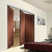 Bespoke Thrufold Varese Walnut Flush Folding 2+1 Door with Aluminium Inlay - Prefinished