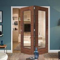 Bespoke Thrufold Ravenna Walnut Glazed Folding 2+0 Door - Prefinished