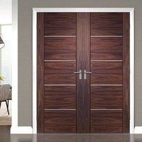 bespoke portici walnut flush door pair with aluminium inlay prefinishe ...