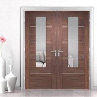 bespoke portici walnut glazed door pair with aluminium inlay prefinish ...