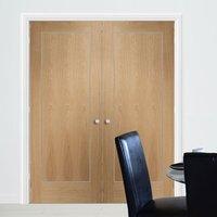 Bespoke Varese Oak Flush Door Pair with Aluminium Inlay - Prefinished
