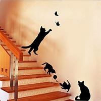 beautiful pvc cute kitten butterfly wall stickers