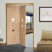 Bespoke Thrufold Altino Oak Glazed Folding 2+0 Door - Prefinished