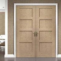 Bespoke Shaker 4 Panel Oak Fire Door Pair - 1/2 Hour Fire Rated