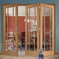 Bespoke Thrufold Worcester Oak 3L Glazed Folding 2+1 Door - Prefinished