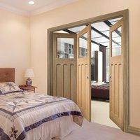 Bespoke Thrufold DX 1930\'s Oak Glazed Folding 2+1 Door - Prefinished