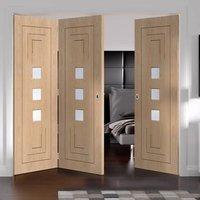 Bespoke Thrufold Altino Oak Glazed Folding 2+1 Door - Prefinished