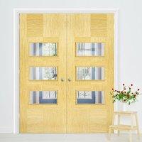 Bespoke Apollo Oak 3L Door Pair with Clear Safety Glass - Prefinished
