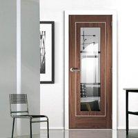 Bespoke Varese Walnut Galzed Door with Aluminium Inlay - Prefinished