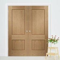 Bespoke Piacenza Oak 2 Panel Flush Door Pair with Groove Design