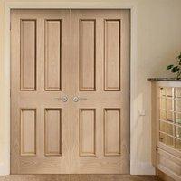 Bespoke Victorian Oak Fire Door Pair with Raised Mouldings - 1/2 Hour Fire Rated