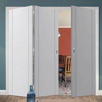 Bespoke Thrufold Forli White Flush Folding 2+1 Door with Aluminium Inlay - Prefinished