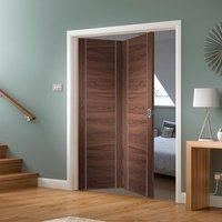 Bespoke Thrufold Forli Walnut Flush Folding 2+0 Door with Aluminium Inlay - Prefinished