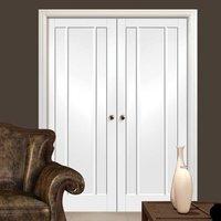 Bespoke Worcester 3 Panel Fire Door Pair is White Primed and 1/2 Hour Fire Rated