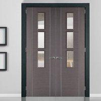 Bespoke Chocolate Grey Alcaraz Door Pair with Clear Safety Glass - Prefinished