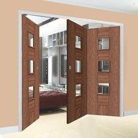 Bespoke Thrufold Messina Walnut Glazed Folding 2+1 Door - Prefinished