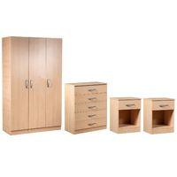 bella 3 door wardrobe 5 drawer chest and 2x 1 drawer bedside set oak