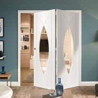 Bespoke Thrufold Pesaro White Primed Glazed Folding 2+0 Door