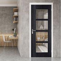 bespoke ash grey zanzibar door with clear safety glass prefinished