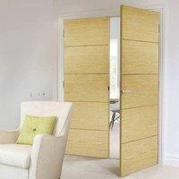 Bespoke Lille Oak Flush Door Pair - Prefinished