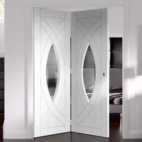 Bespoke Thrufold Treviso White Primed Glazed Folding 2+0 Door