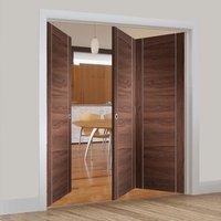 Bespoke Thrufold Forli Walnut Flush Folding 2+1 Door with Aluminium Inlay - Prefinished