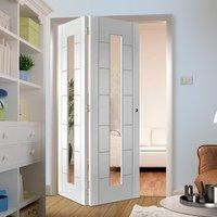 Bespoke Thrufold Palermo 1L White Primed Glazed Folding 2+0 Door