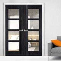 bespoke ash grey zanzibar door pair with clear safety glass prefinishe ...